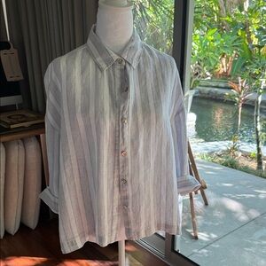 Striped White and Gray Men's Shirt